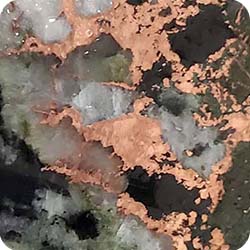 Native Copper in Quartz and Epidote from Keweenaw Penninsula Michigan