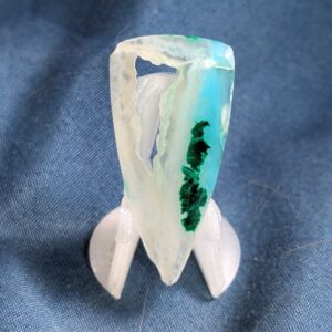 Gem Silica and Malachite with Botryoidal Pocket Cabochon
