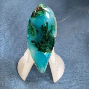 Gem Silica with Malachite Cabochon